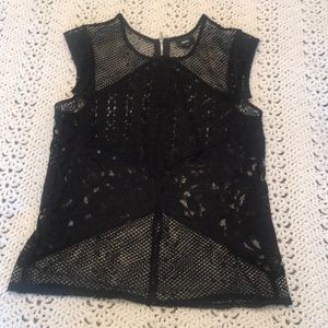 Adorable black mesh top with cute Lacey detail